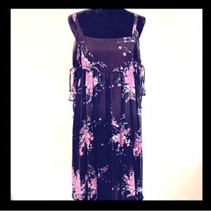 Free People Purple and Black Floral Dress